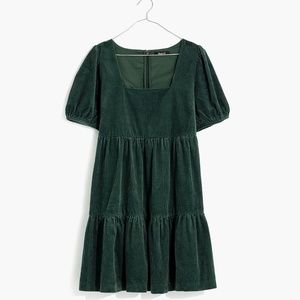 Madewell Plus Corduroy Aidy Square-Neck Tiered Mini Dress 14W